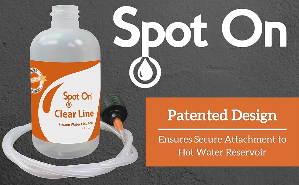 Clear Line - Frozen Refrigerator Water Line Tool - Patented Innovative New System - Large Hot Water Reservoir - 36 inch Firm Flex Tube - Made in The USA 4 Patented