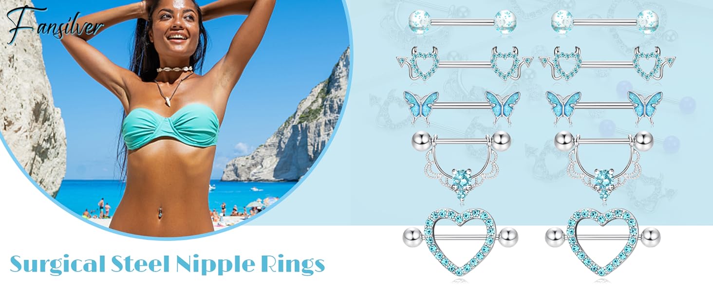 nipple rings surgical steel