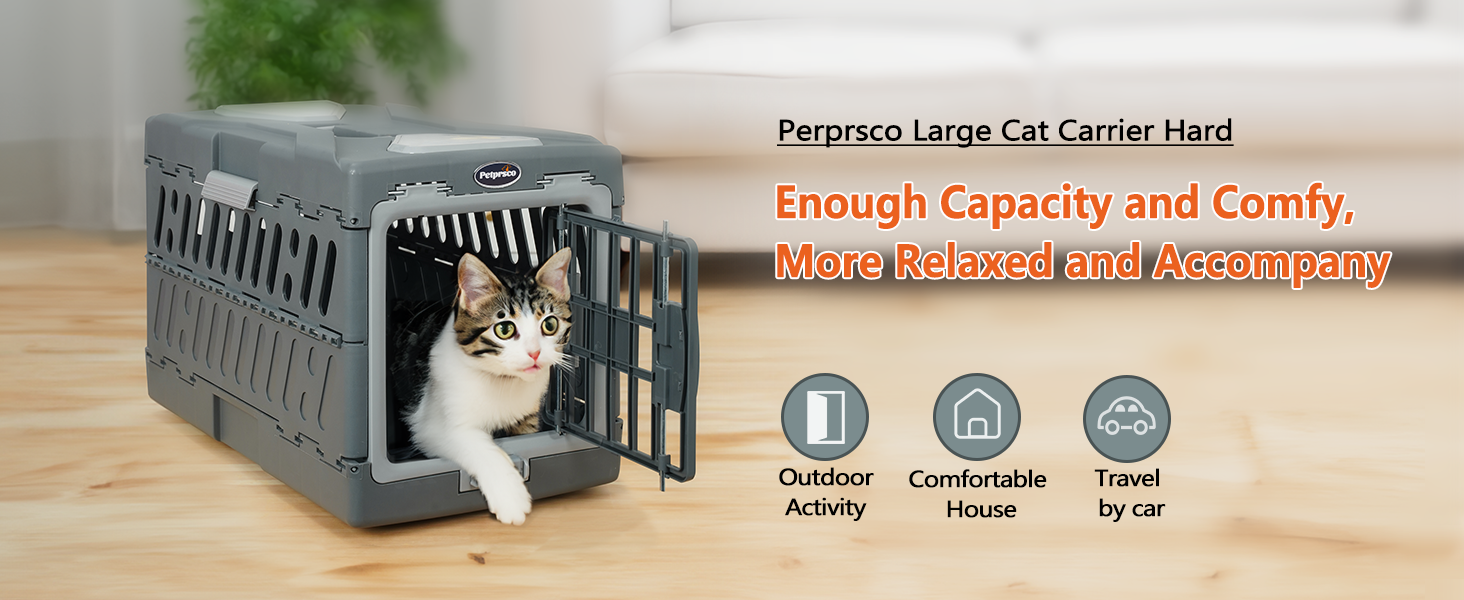 Petprsco Large Cat Carrier Hard, Plastic Portable Dog