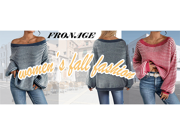 Amazon.com: Women's Off The Shoulder Striped Sweaters