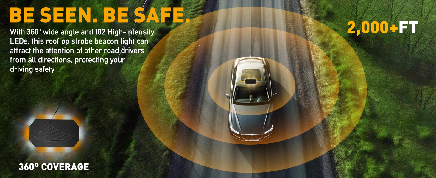 HLauto 406D Rooftop Emergency Strobe Lights Bar, 102 LED