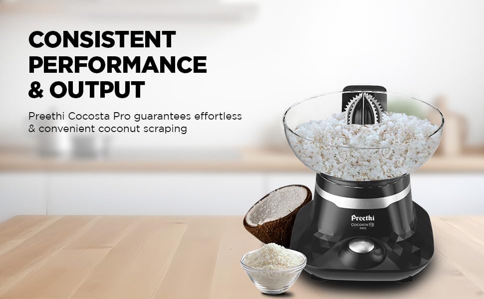 coconut scraping, grating, coconut scraper, juicer, cocosta