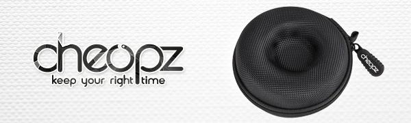 Cheopz Brand Logo - Black Single Travel Watch Box Storage Case for Watch & Smart Watch Up to 50mm