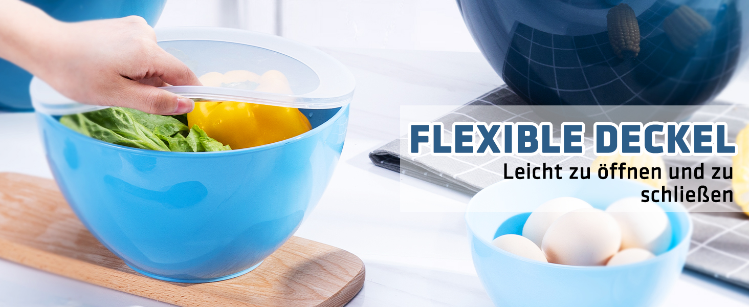 Luxear Große Rührschüssel 0,2-6,5 L Salatschüssel Set mit Deckel, 6 ...