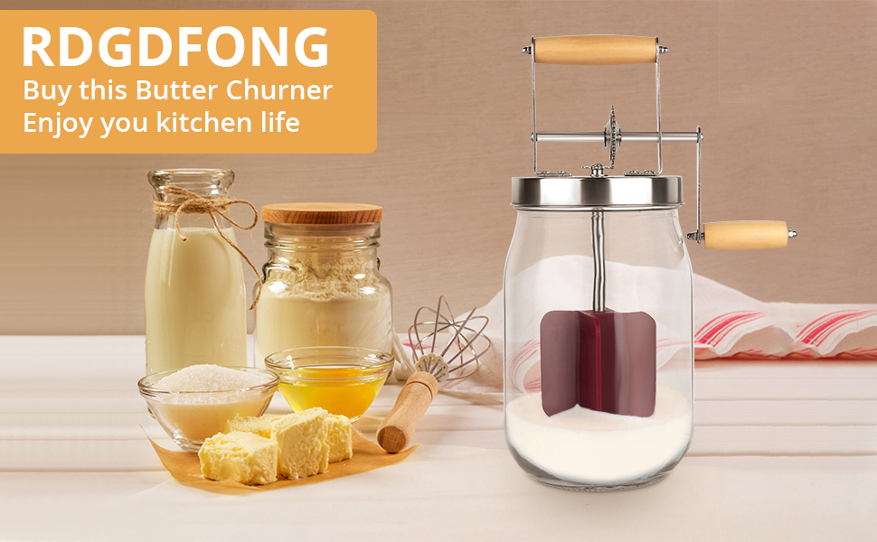 1.5 Liters Manual Butter Churner Wooden Handle Shakes