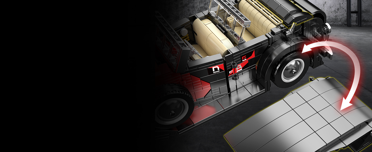 Mould King 10114 Classic Car Building Toy Set, MOC Vintage Car Model Building Block