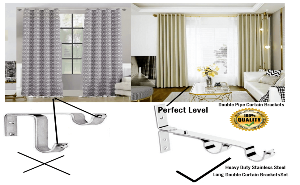 Buy Snooze Factory Double Curtain Bracket, Heavy Duty Stainless Steel