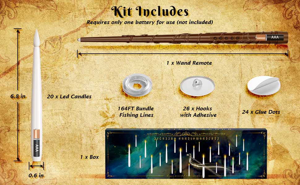 Floating Candles with Wand, Hanging Magic Candle, Flashing Warm Light