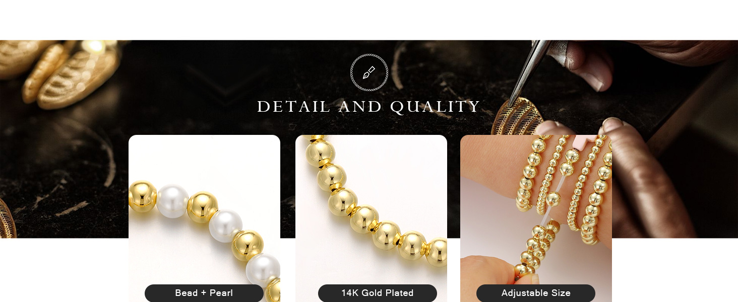 gold stretch Bead Ball bracelet