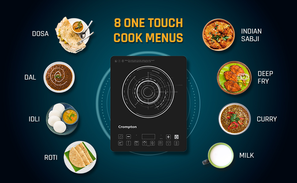 Buy Crompton Instaserve 2100 W Induction Cooktop with 12 Feather Touch Buttons 8 One touch