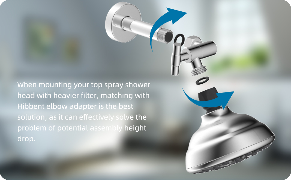 Hibbent All Metal Shower Head Elbow Adapter, 360 ° Adjustable Swivel