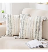 decorUhome Set of 2 Boho Decorative Throw Pillow Covers for Bed Bedroom Neutral Accent Cushion Co...