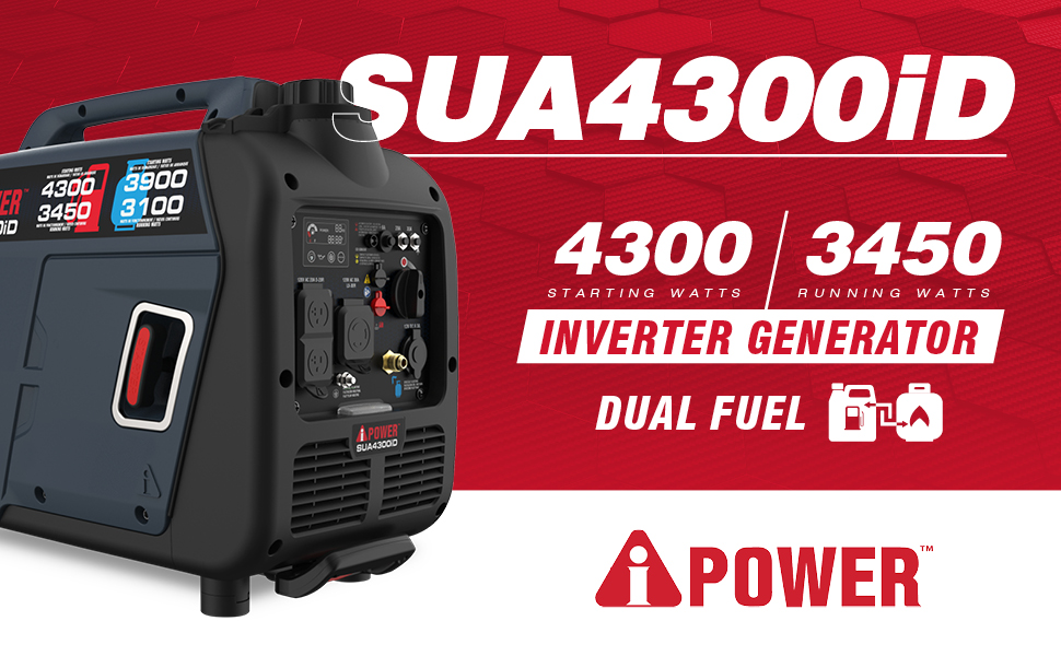 AiPower Portable Inverter Generator Dual Fuel, 4300W RV