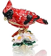 YU FENG Cardinal Bird on a Branch Trinket Box Animal Enamel Jewelry Trinket Box Small Hinged Trin...