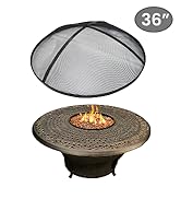 Fire Pit 36 inch Round - Fire Pit Spark Screen Fireplace Screen with Hook for Easy-to-Lift fire P...