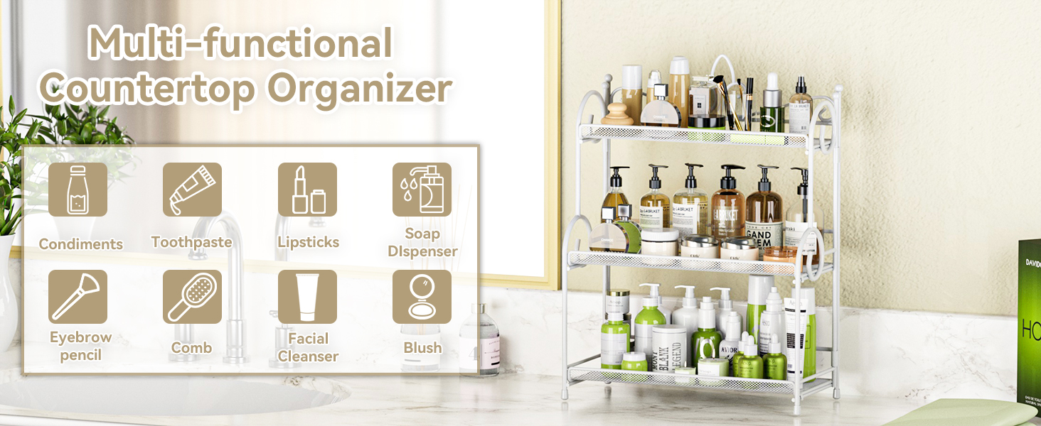 EKNITEY Countertop Organizer for Bathroom 3 Tier Bathroom