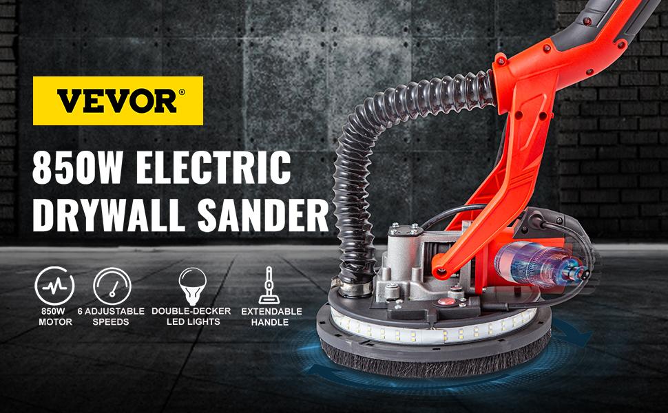 VEVOR Electric Drywall Sander 850W with LED Strip Light, Foldable