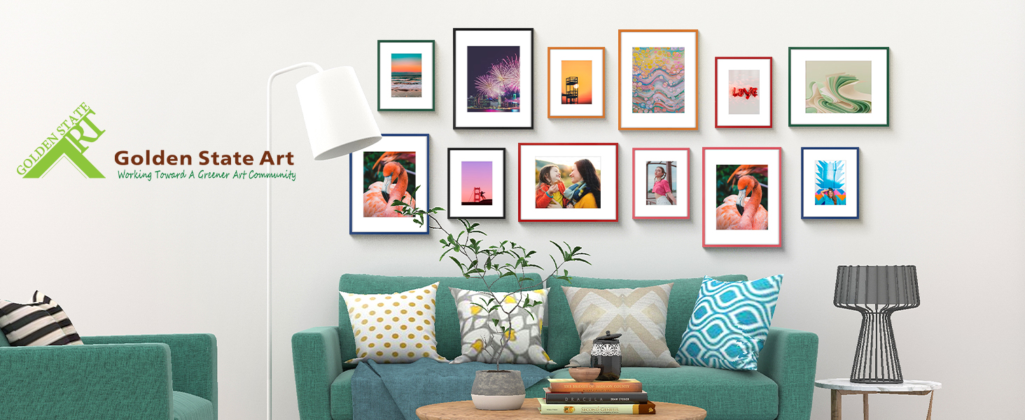 Set of 2 Blue 8x10 Aluminum Picture Frames with Mat for