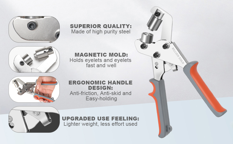 BILLION GOLD Grommet Tool Kit, Portable Grommet Kit with 500 Pcs 3/8