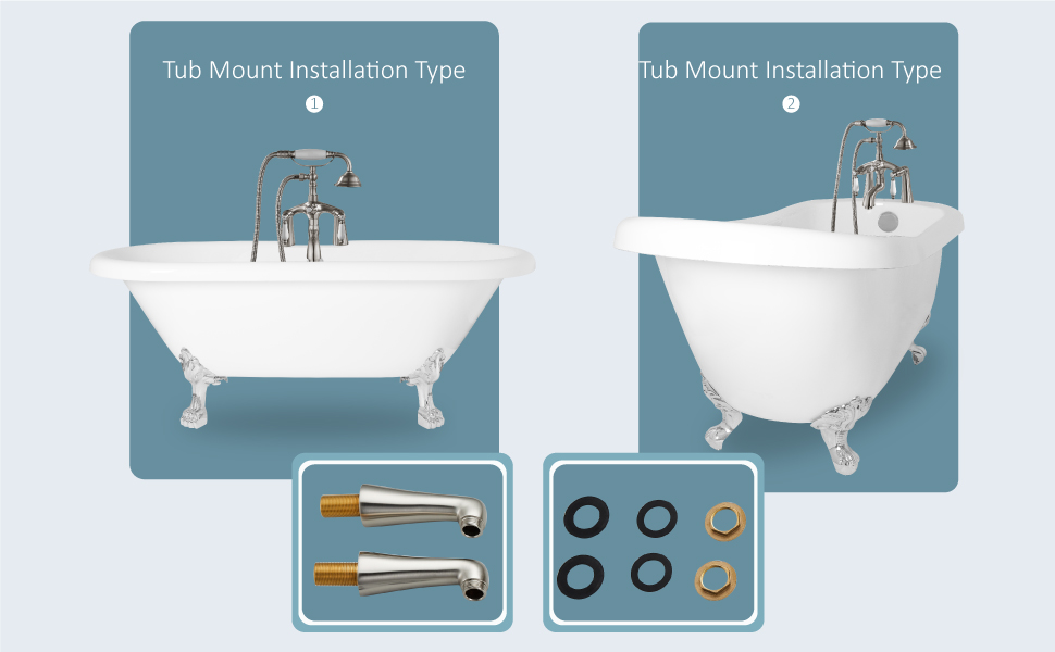 Aolemi Deck Mount Brushed Nickel Bathtub Faucet with Handheld Shower