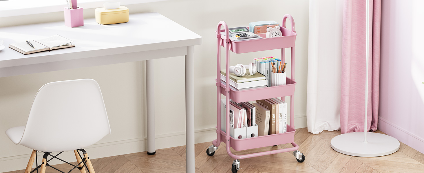 TOOLF 3Tier Rolling Utility Cart, Utility Cart with Wheels