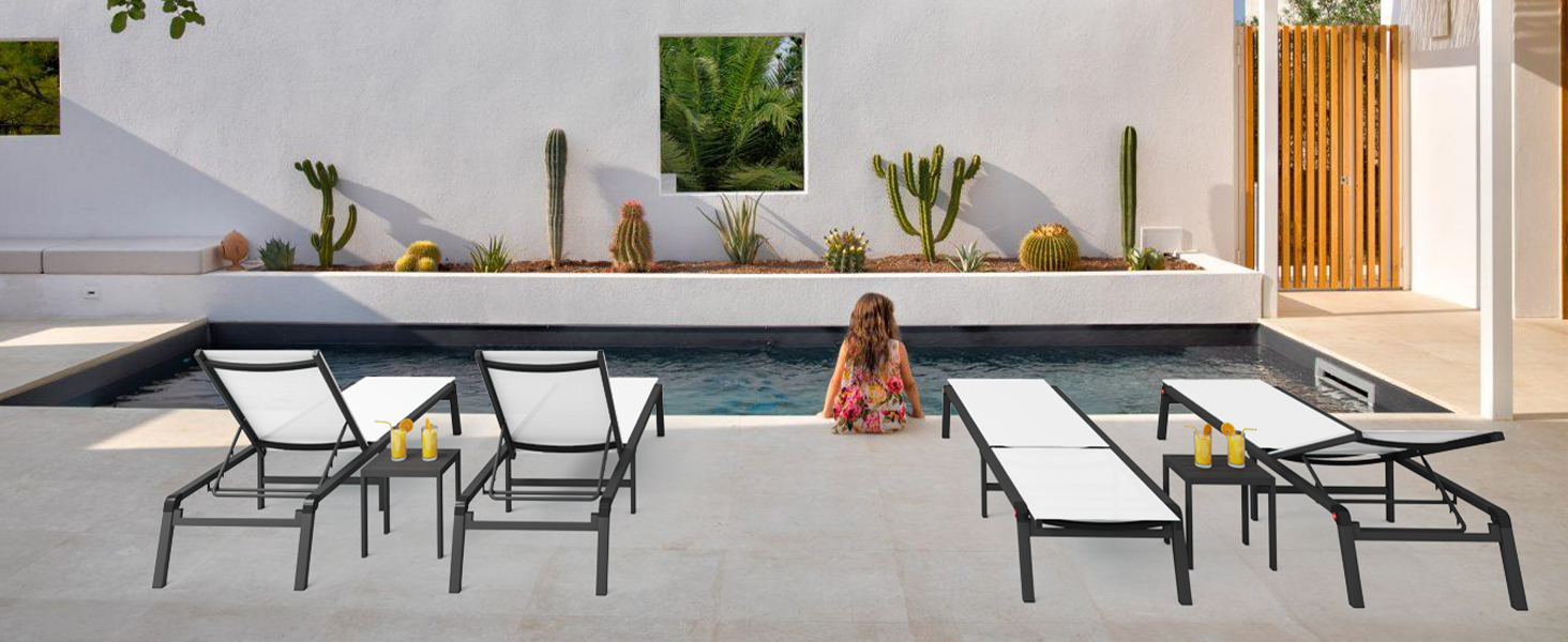 White Pool Lounge Chairs