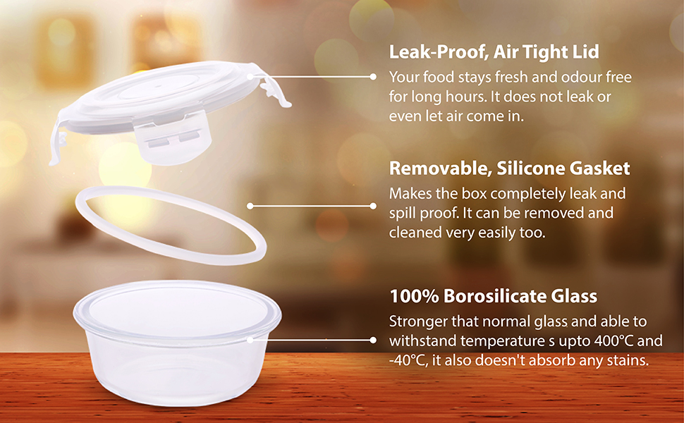 Buy SOPLOLIVEWARE Italian Glass Lunch Box with Steel Spoon & Napkin