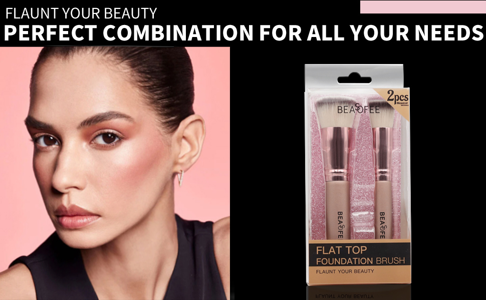 BEASOFEE 2 Flat Top Kabuki Blush Foundation Brushes