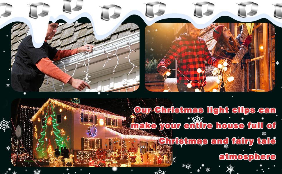 LIBRNTY 50Pcs Gutter Hooks Clips for Hanging Outdoor Lights