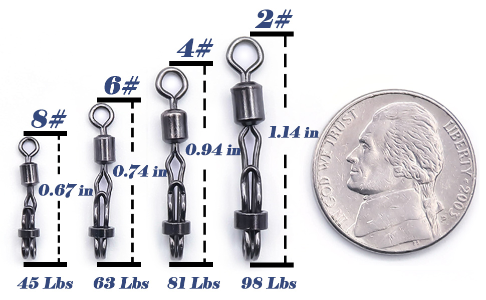 9KM DWLIFE Quick Change Swivels Fishing,Micro Rolling Snap Swivel Carp
