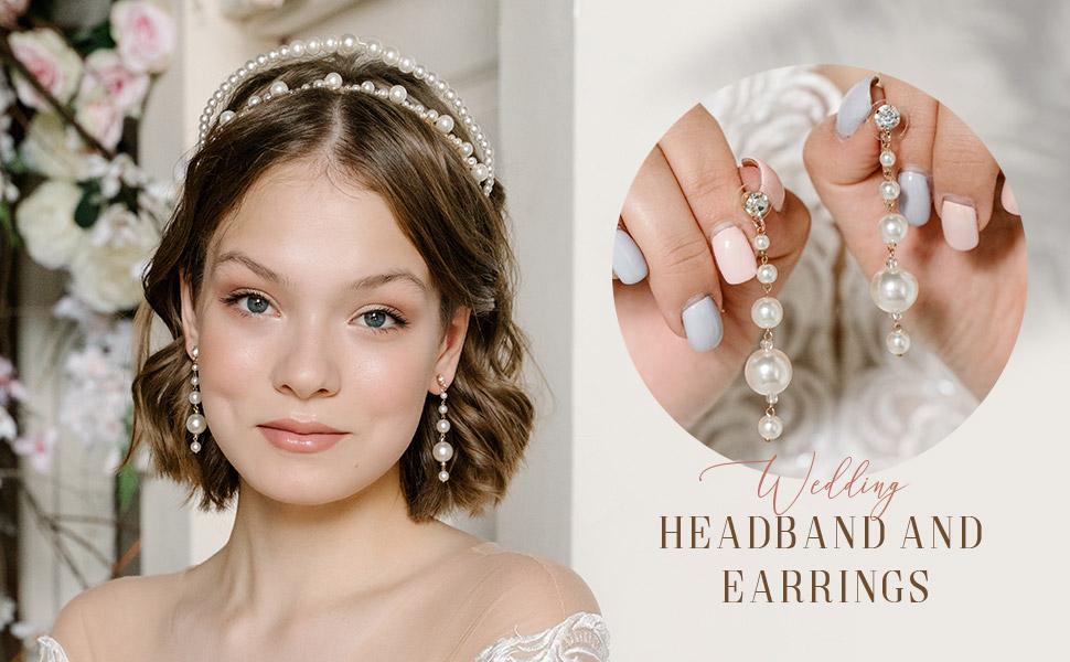 Pearl Headband and Earrings Set