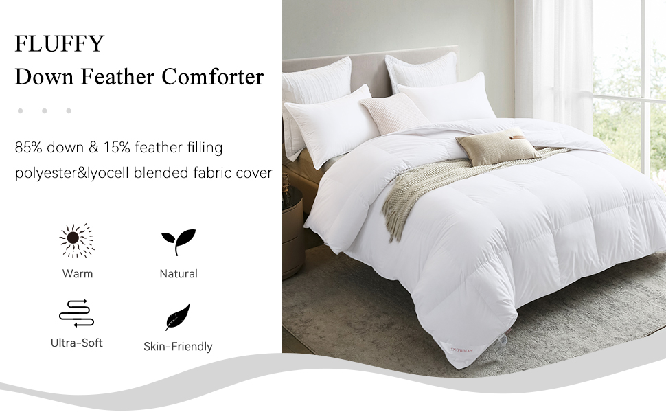 SNOWMAN Fluffy Down Comforter, King Size Duvet Insert with