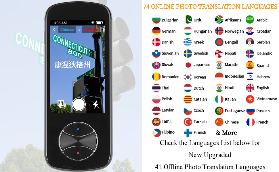 Portable Language Translator Device, 137 Languages Smart