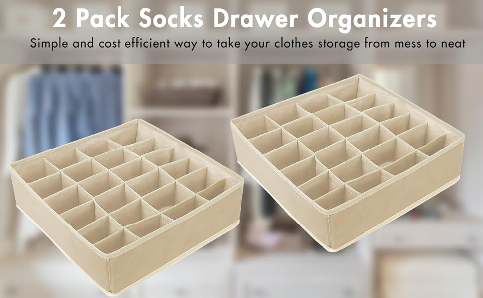 Felibeaco 2 Pack Sock and Underwear Drawer Organizer