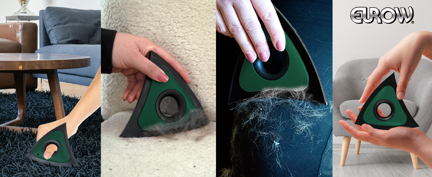 Pet hair removal tool is perfect for shaggy carpet, upholstry, and apparel