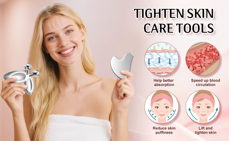 Gua Sha Facial Tools and Face Roller Set