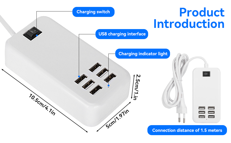 6-Port USB NetzEl Ladegerät