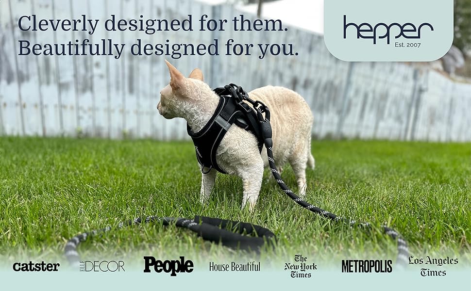 Hepper Cat Harness and Leash Escape Proof Set Black