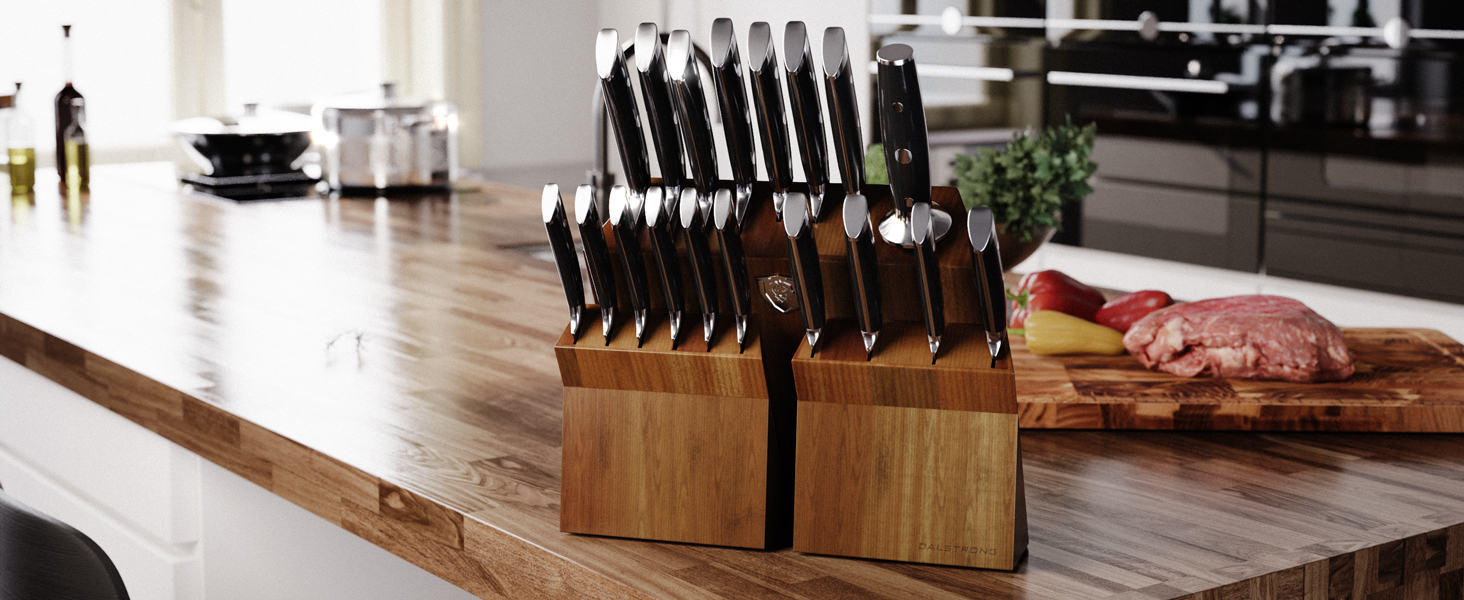 DALSTRONG Knife Block Set 18 Piece Colossal Knife Set Gladiator