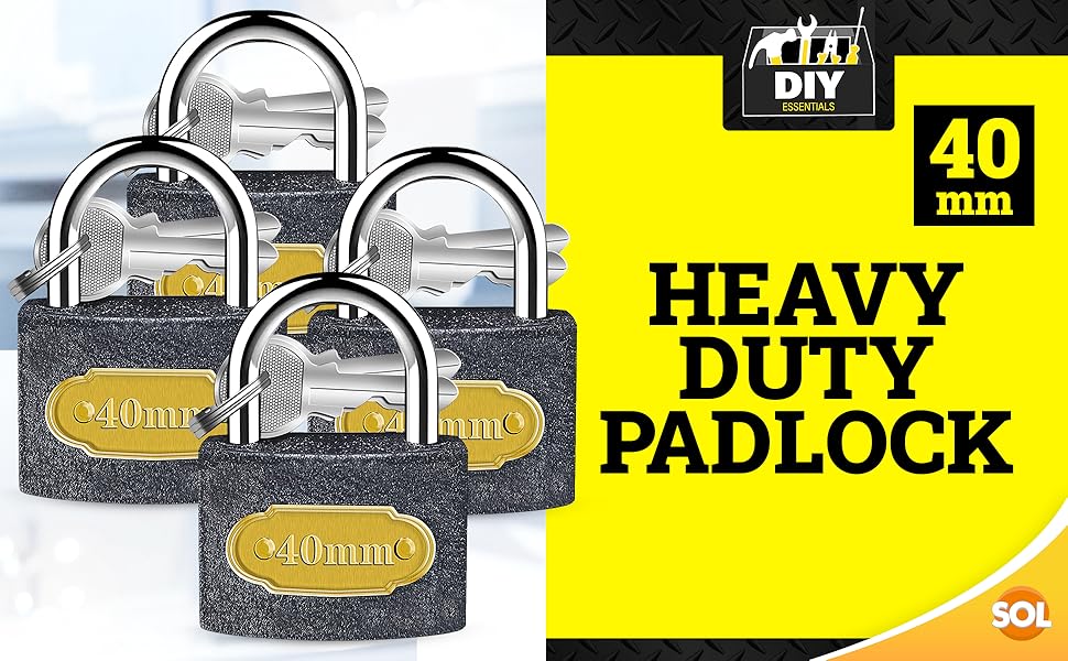 40mm Heavy Duty Padlock with Key 4pk Heavy Duty Padlock for Shed