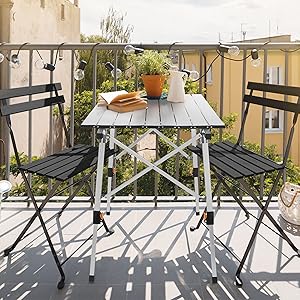 ML-Design Campingtafel, opvouwbaar, zilver, 90 x 51,5 cm, aluminium klaptafel, in hoogte verstelbaar, vouwtafel