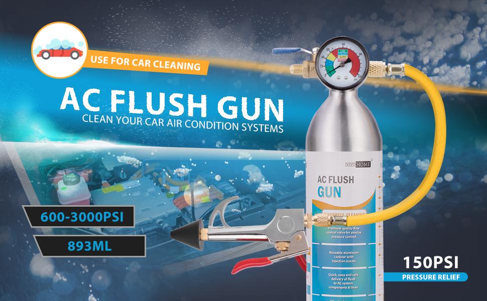 VIVOHOME AC Flush Kit Air Conditioning Flushing Gun with Barometer for R134 R12 R22
