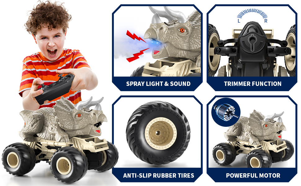 Bennol Remote Control Dinosaur Car Trucks Toys for Kids