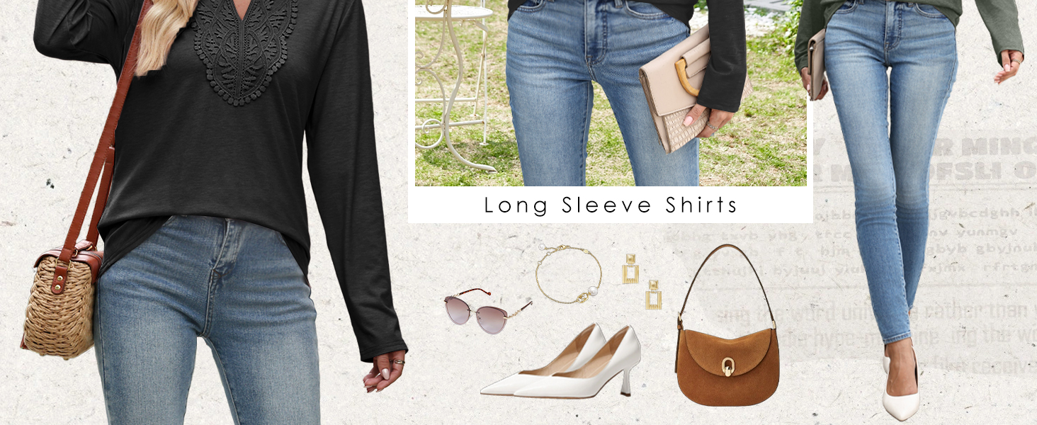 Blouses for Women Dressy Casual Long Sleeve Shirts Loose Fit Tunic Tops for Women Fall Clothes