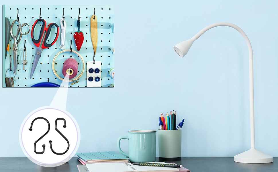 MEILIDY S Hooks, Reversible Black S Shaped Hooks 3 Inch