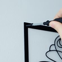 CXRYLZ 4PCS Mental Wall Art Decor, Framed Modern Wall Decor, Aesthetic Wall Decorations, Abstract Flower Line Drawing Artworks, Minimalist Wall Art for Women, Bedroom, Living Room, Bathroom (Black) 24 FIX THE SCREWS