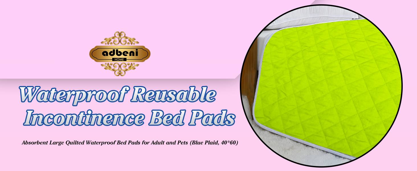 ADBENI HOME Washable Waterproof Incontinence Underpad |  Quilted Cotton Sheet