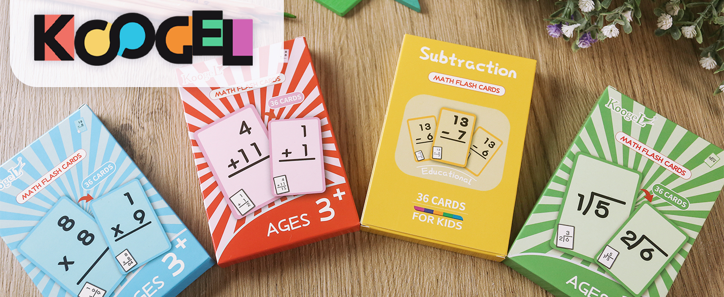 Koogel 144PCS Math Flash Cards, Addition Subtraction Division