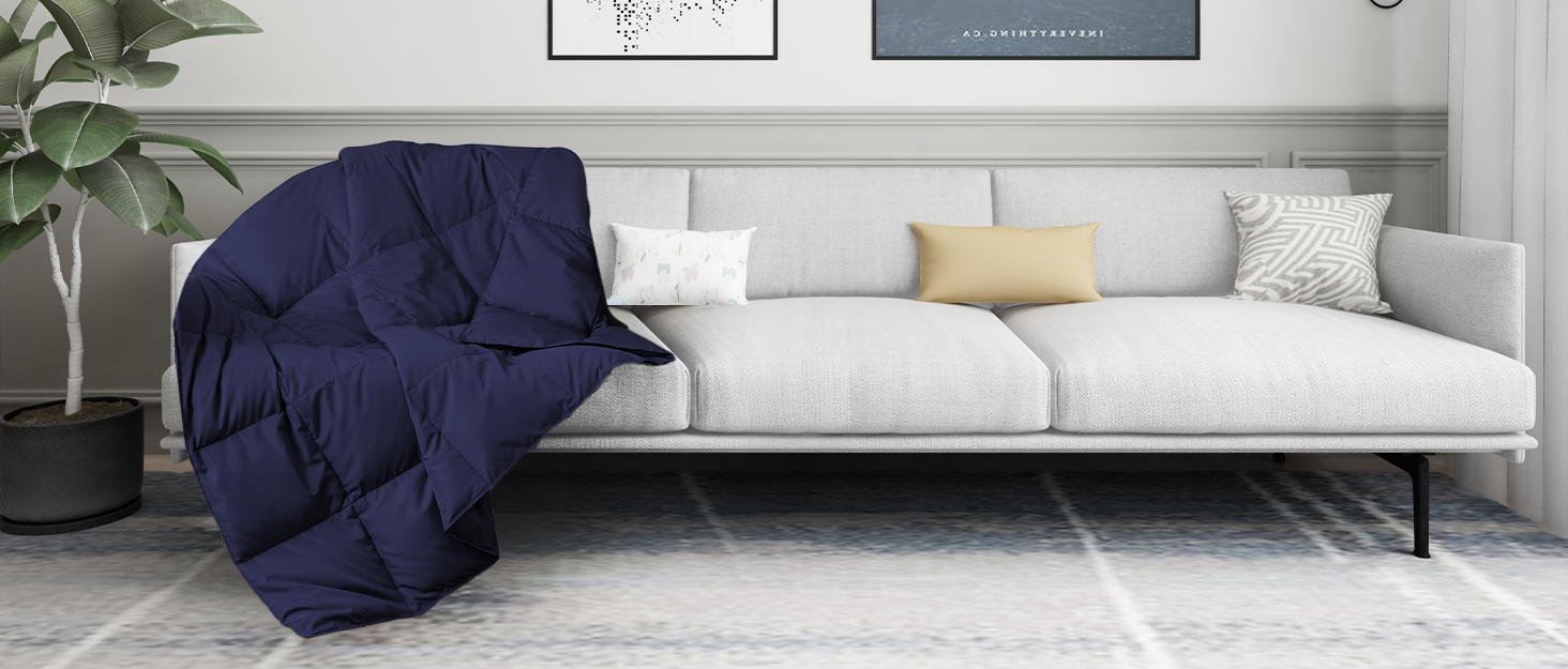 puredown Soft Down Throw Blanket Lightweight Packable Couch