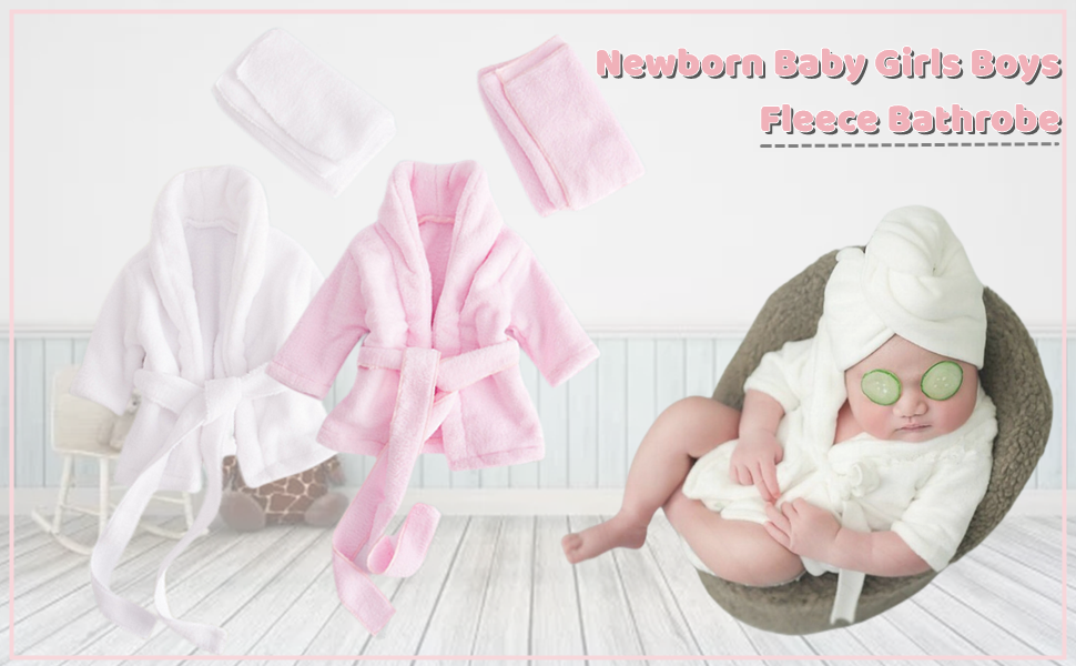 Unisex Newborn Baby Girls Boys Fleece Bathrobe